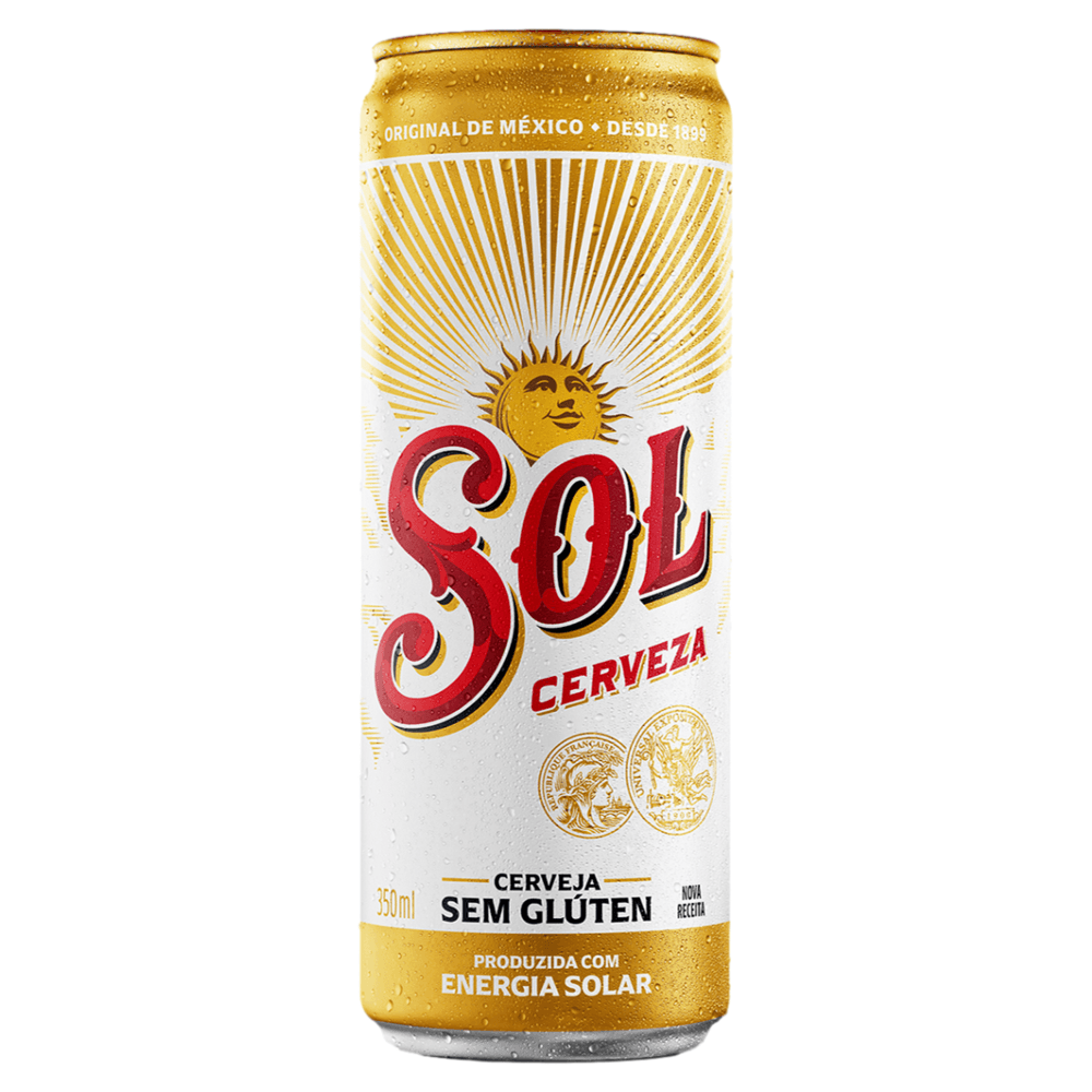 Cerveja Pilsen Sem Glúten Sol Lata 350ml